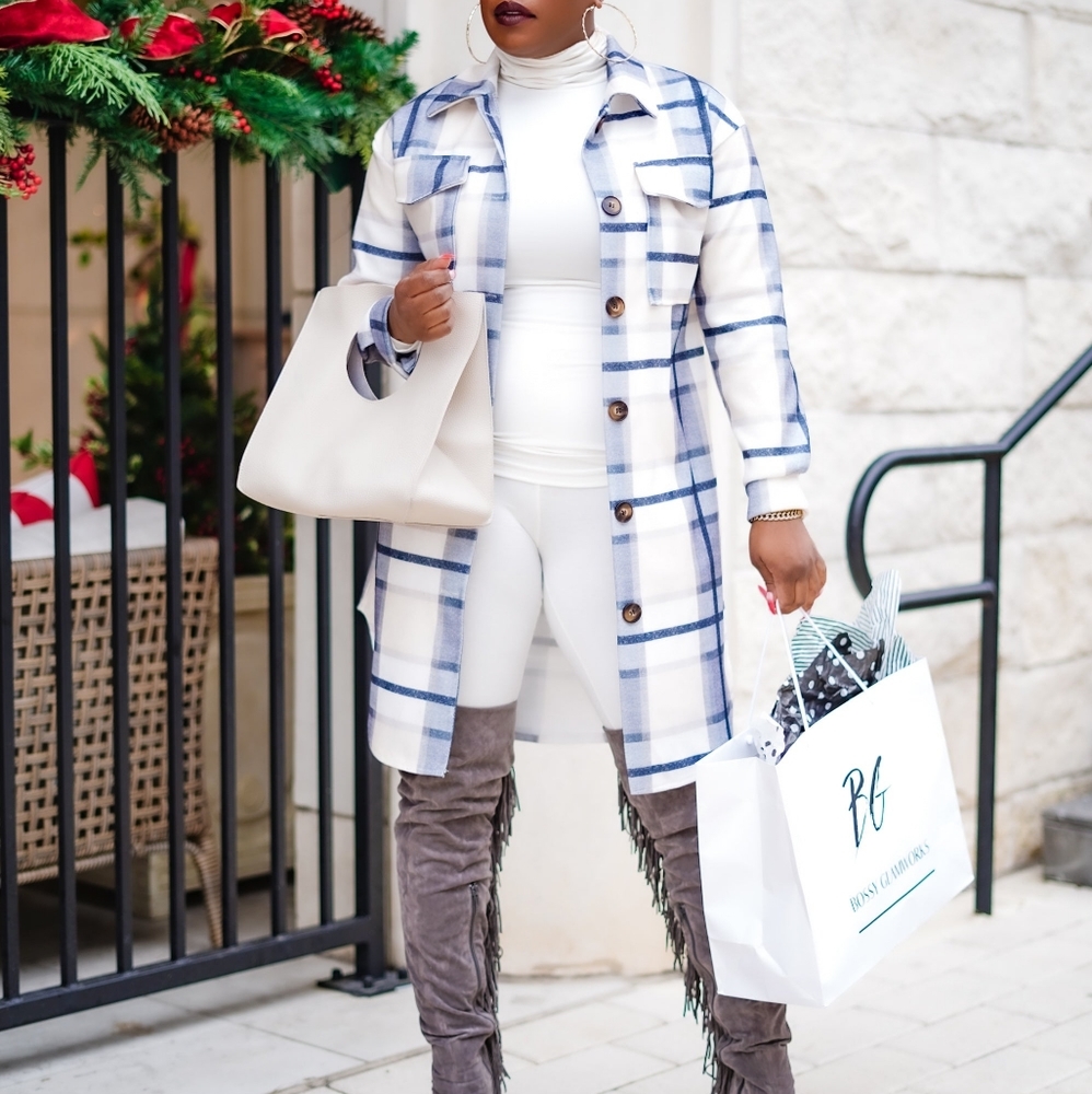 Vintage Vibes Long Plaid Shirt Jacket